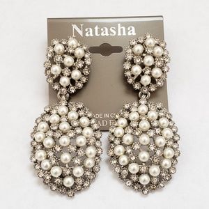 Tear Drop crystal and pearl earrings